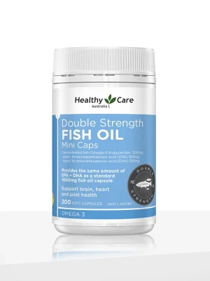 Healthy Care Double Strength Fish Oil Mini Caps- 200 Capsules