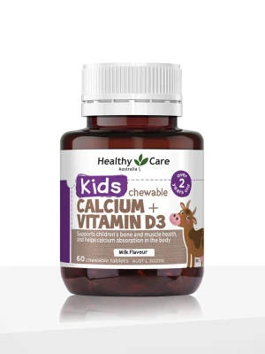 Healthy Care Kids Calcium + Vitamin D3 - 60 Chewable Tablets