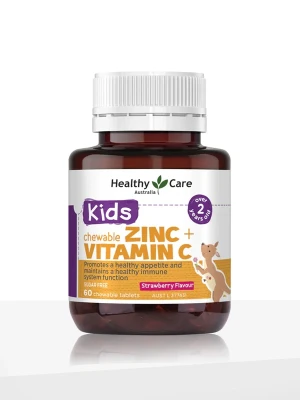 Healthy Care Kids Chewable Zinc + Vitamin C 60 Chewable Tablets