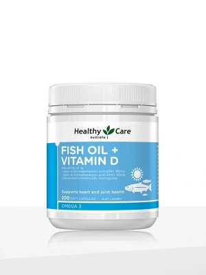 Healthy Care Fish Oil + Vitamin D - 200 Capsules